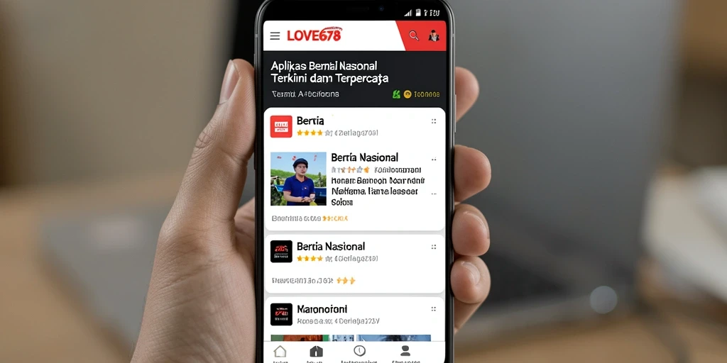 Antarmuka aplikasi LOVE678 dengan fungsi Berita Nasional yang intuitif.