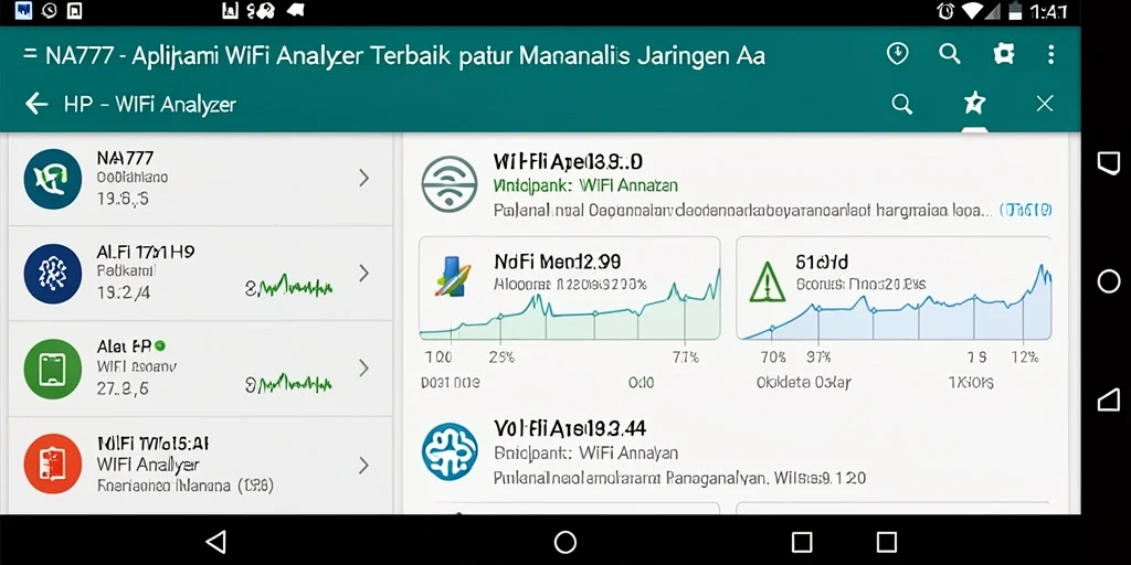 Tampilan antarmuka aplikasi NA777 untuk analisis WiFi.
