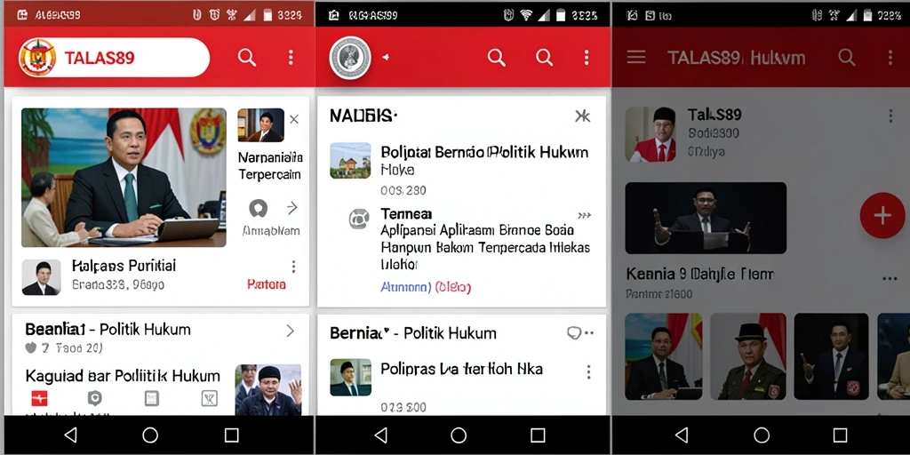 Antarmuka aplikas TALAS89 yang memudahkan akses berita politik hukum.